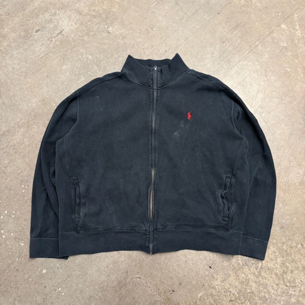 Polo Ralph Lauren Mens Full Zip‎ Track Jacket Black Red Pony Logo XL